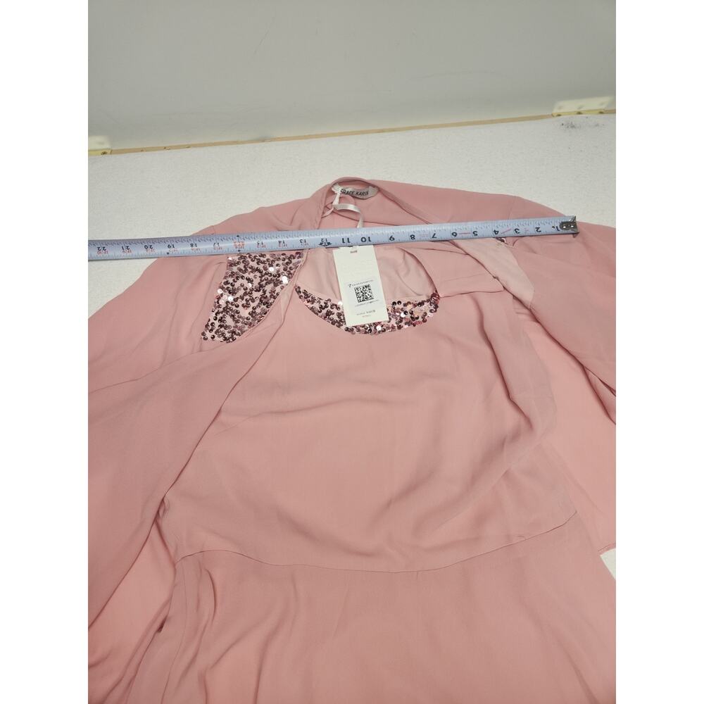 Grace Karin-Blush Pink Layered Chiffon Dress with Beaded Shoulders 004 - Picture 3 of 9